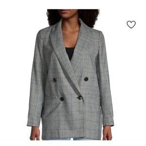 Madewell Caldwell Double-Breasted Oversized Boxy Plaid Wool Blend Blazer Medium